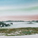 nebel landschaft malerei aquarell dunst