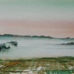 Nebel Landschaft Aquarell malen