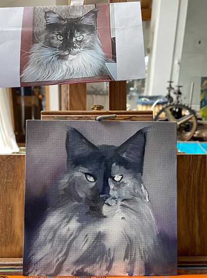 Katze malen in der Ölmalerei