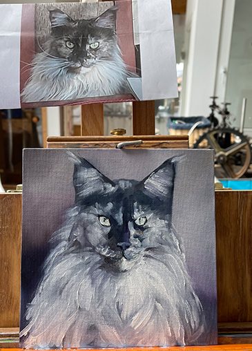 Wie malt man eine Katze in Öl