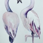 Flamingos zeichnen zwei im Aquarell