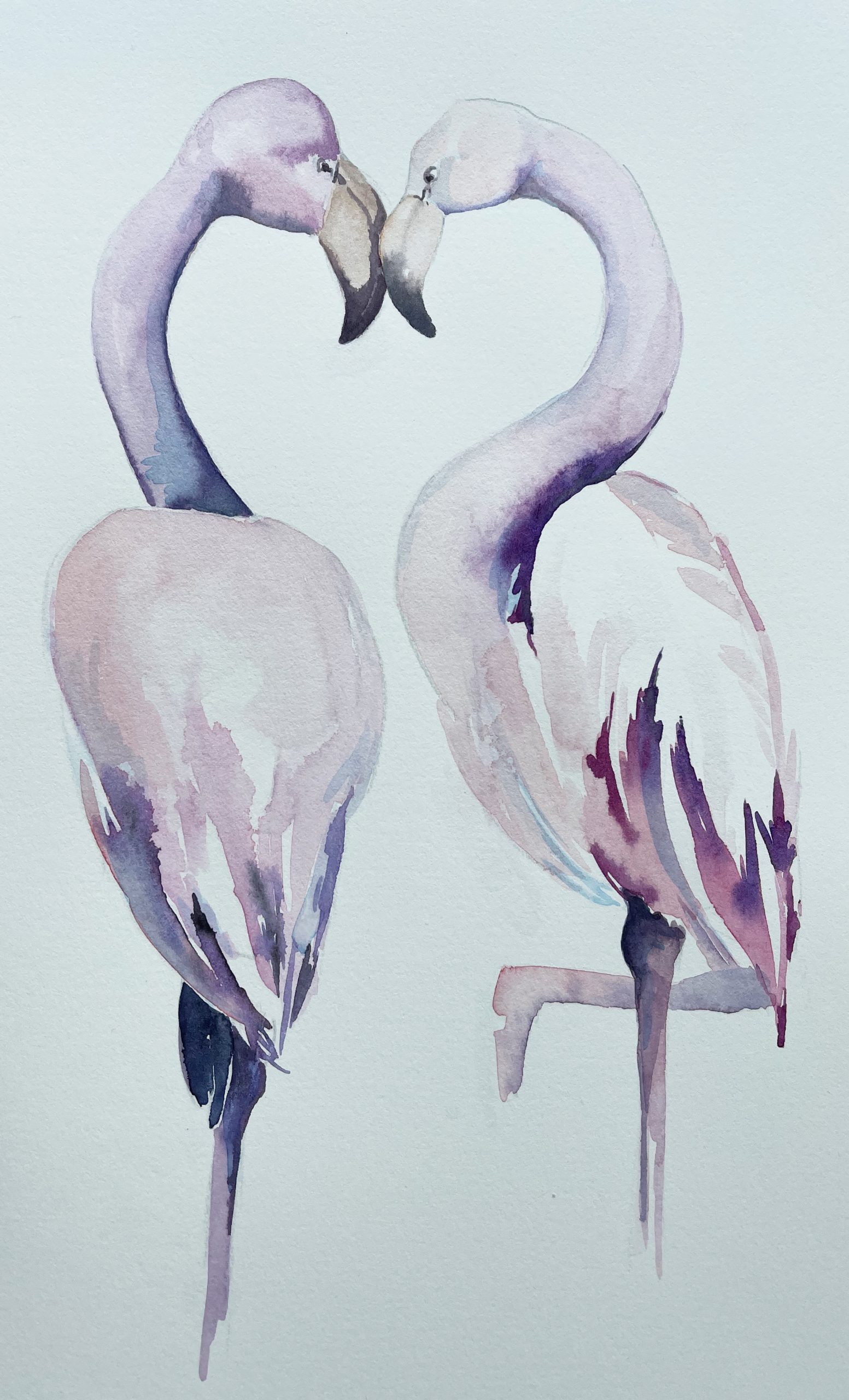 Flamingos zeichnen zwei im Aquarell