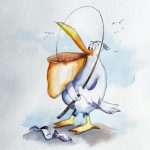 Pelikan Comic zeichnen mit Aquarell malen