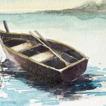 Ruderboot im stillen Wasser aquarell malen
