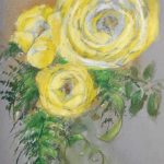 gelbe Rose Aquarell Pastellwachse Blume