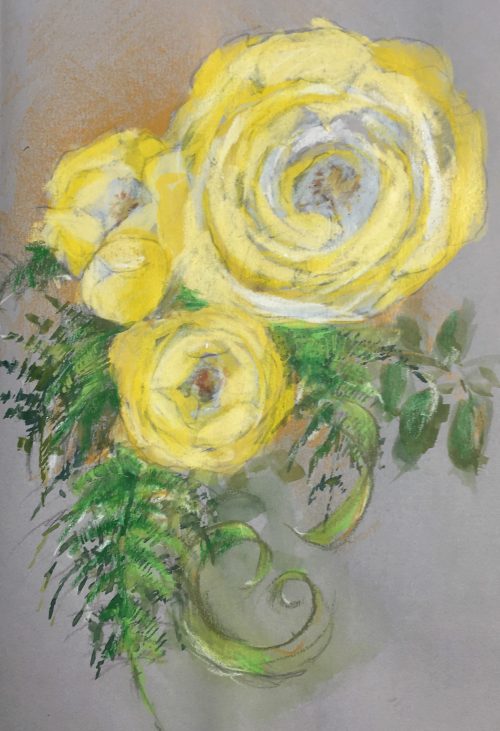 gelbe Rose Aquarell Pastellwachse Blume