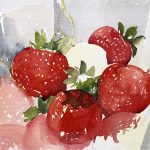 Erdbeeren rot im Aquarell Obst