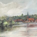 Lauenburg Stadt am Fluß Ölbild malen