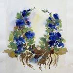 blaue Blume Illustration Garten Aquarell