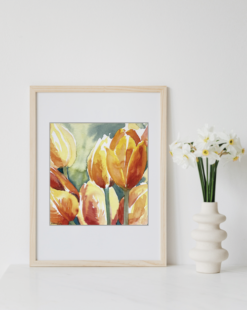 orange Tulpen im Aquarell gemalt