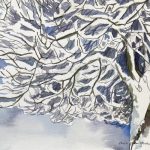 Baum mit Schnee Frost Illustration Aquarell malen