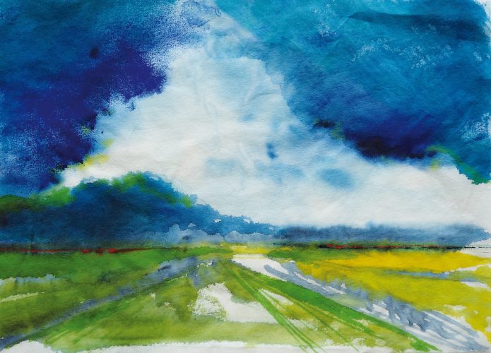weiße Wolke abstrakt Landschaft Aquarell