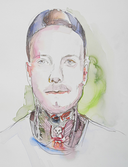 tattoo mann malerei aquarell hals portrait