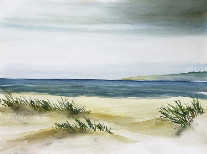 dünen meer sand strand aquarell malerei
