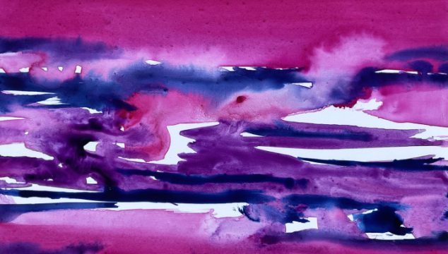 abstrakt lila aquarell malerei wolken landschaft