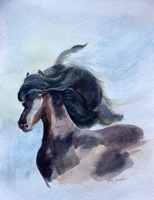 pferd wind malerei aquarell