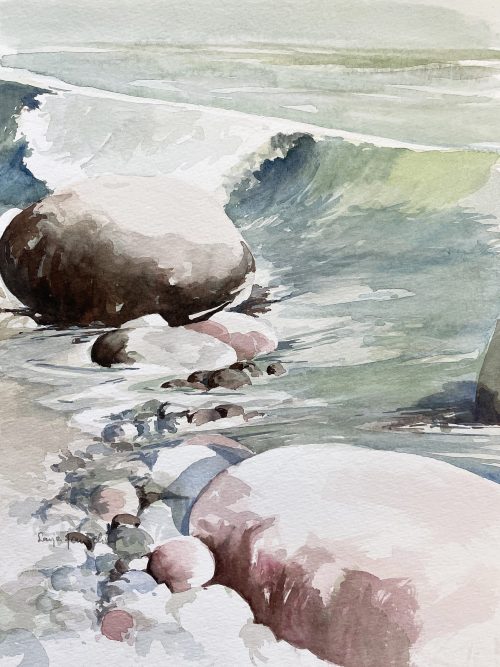 steine strand meer aquarell malerei wasser