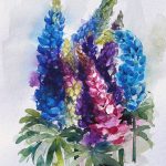 Lupinen bunt Malerei Blumen Aquarell