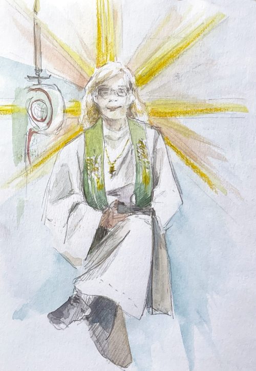 Pastorin in Norwegen Nina Rauland Zeichnung