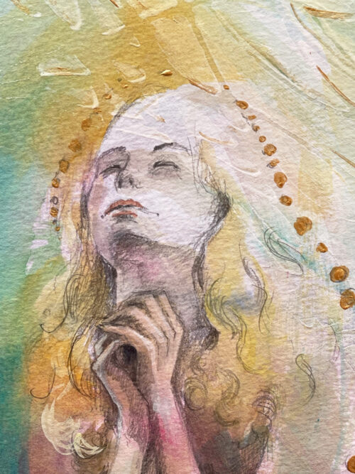 betende Frau mit goldenen Haaren