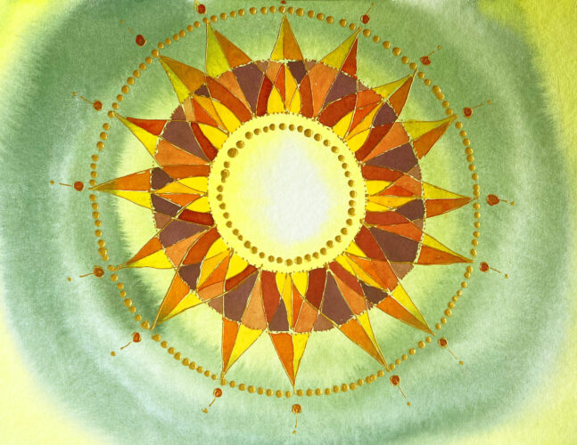 Mandala mit Gold Sonne