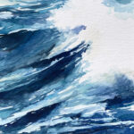 Wellen mit Gischt gemalt im Aquarell