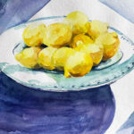 Zitronen Aqurell gemalt Sizilien gelb