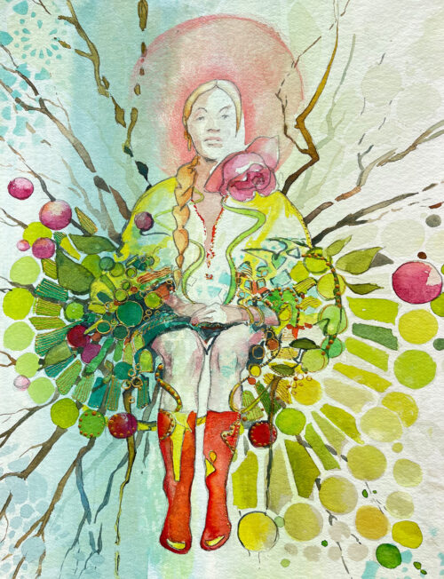 Frau des Lebens gemalt in Aquarell