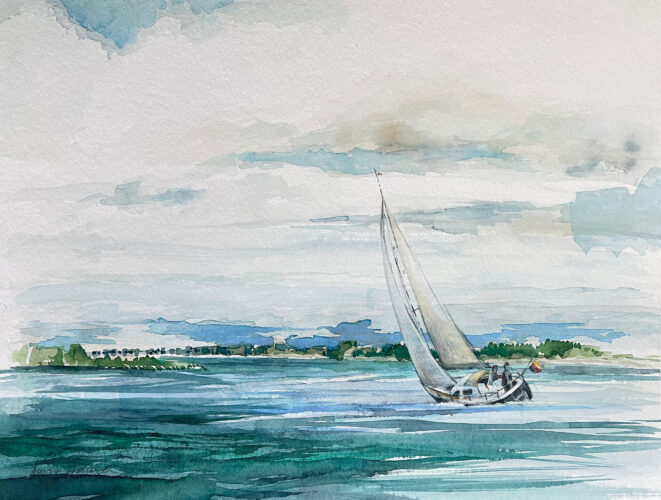 nautilus segelt gemalt im Aquarell